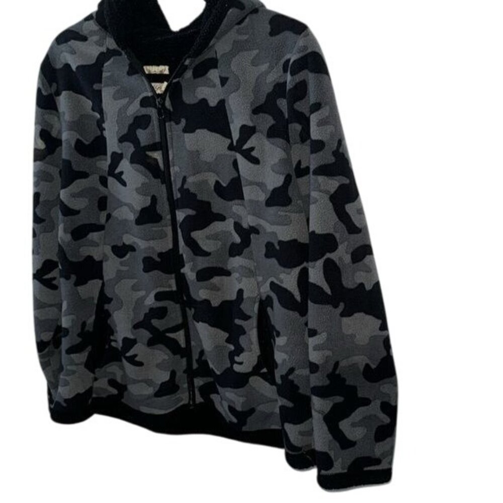 Faded Glory Womens Camo Fleece Zip-Up Jacket With Hood Size 1X - Picture 1 of 6
